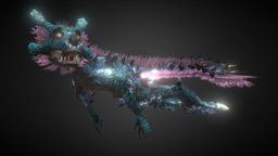 002 Dragón Agua ac, water, creature, animation, dragon, rigged