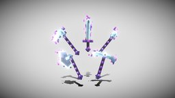 Aura Tool Pack purple, showcase, pickaxe, shovel, hoe, pixel-art, blockbench, enderdragon, low-poly, minecraft, voxel, axe, sword, dragon