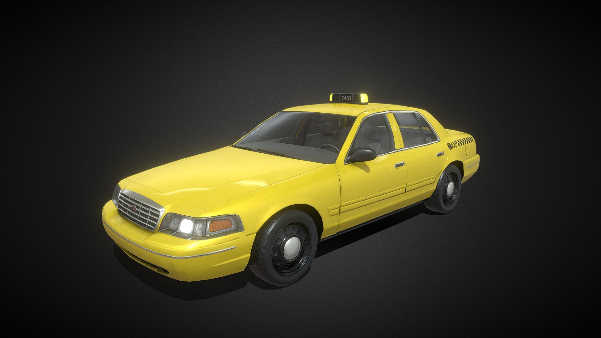Low Poly PBR Taxi 3D Model inspired by ford crown victoria - Taxi 1 - Buy Royalty Free 3D model by solid3DDD 3d model