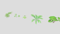 Plants Collection Pack (Game-Ready, Low Poly) plant, forest, plants, clover, fern, game-ready, strawberry, game-asset, cloverfield, gameasset, gameready, butterbur