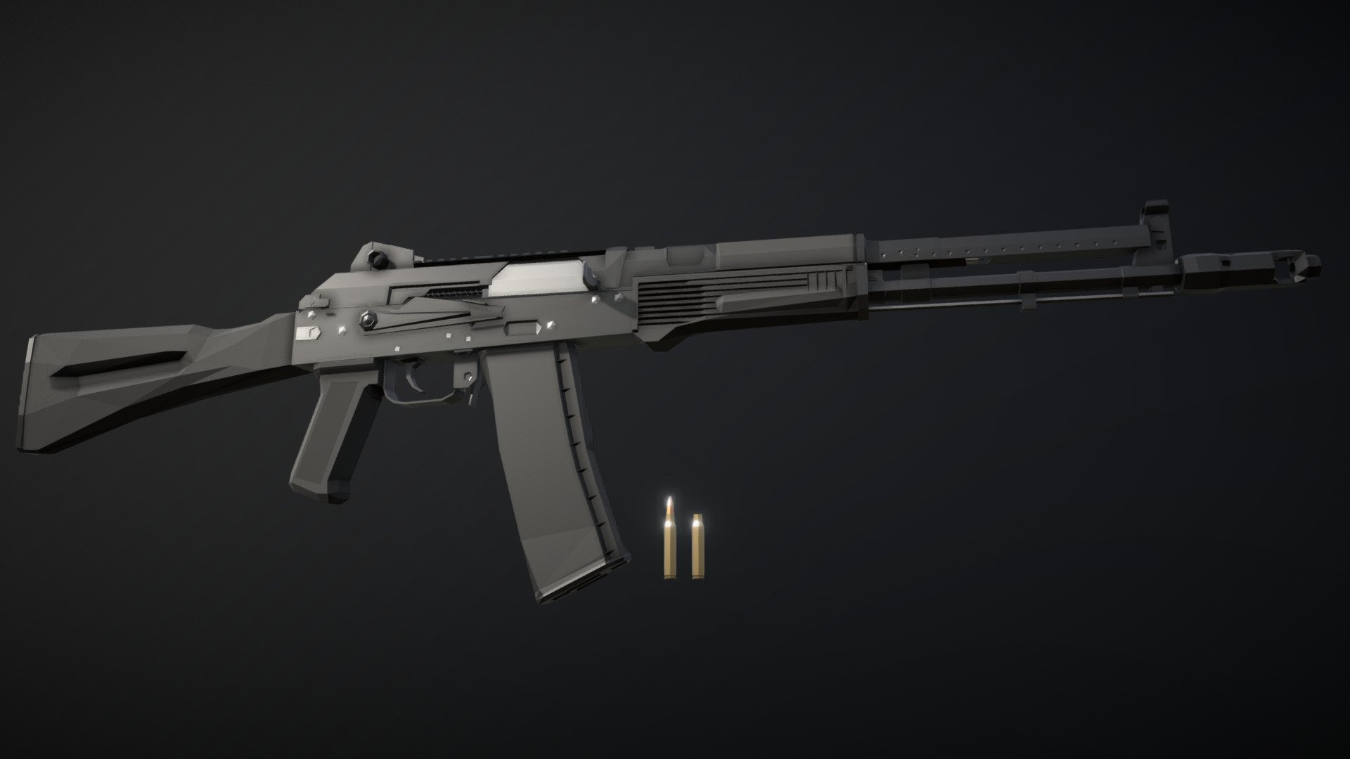 Low-Poly model of an AK-108, the 5.56 variant of the 100-series balanced recoil rifles. just like AK-107 and AK-109, this has an additional fire mode, the three round burst.

After the project of the AK-107, AK-108 and AK-109 rifles was discontinued, there was a civilian variant of the AK-108, intended for the civilian market. let me know if you want me to make tha rifle too, otherwise I would not 3d model