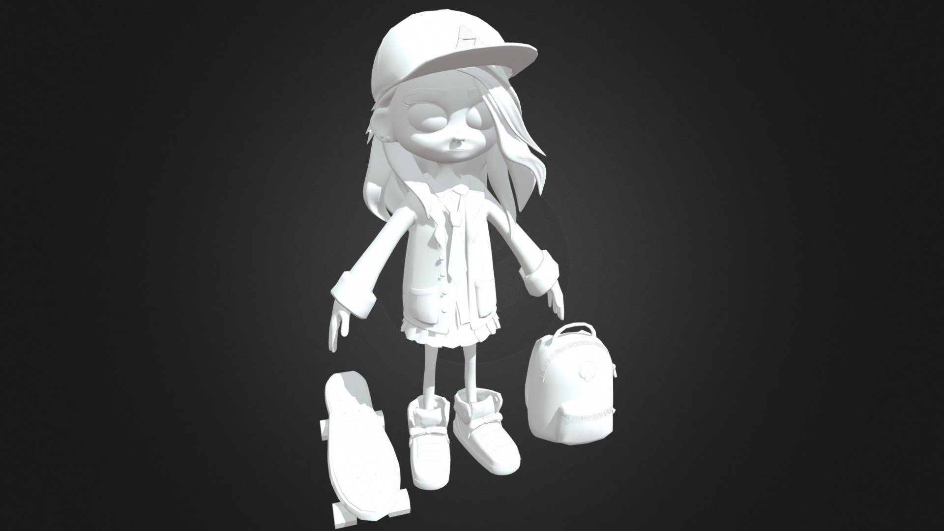 I started this new project of making a cartoon character! At the moment I created the basic low poly mesh and added some details with zbrush. Soon I'll upload the final render with all the textures, stay tunned

Project made in Animum Creativity Advanced school.

🖤 Visit all my links for more works: https://linktr.ee/yukitori - WIP Cartoon Character - Olivia 🛹 - 3D model by YukiTori 3d model