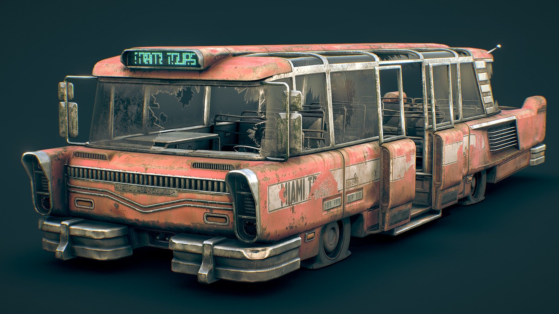 A sightseeing bus for moving around groups of tourists. Lots of glass so you can See™.
I actually based it on a Polish bus prototype SFW 1 Sanok, from 1958. Made for a mod project.
 - Fallout 4 Miami Tourist Bus - 3D model by quaz30 3d model