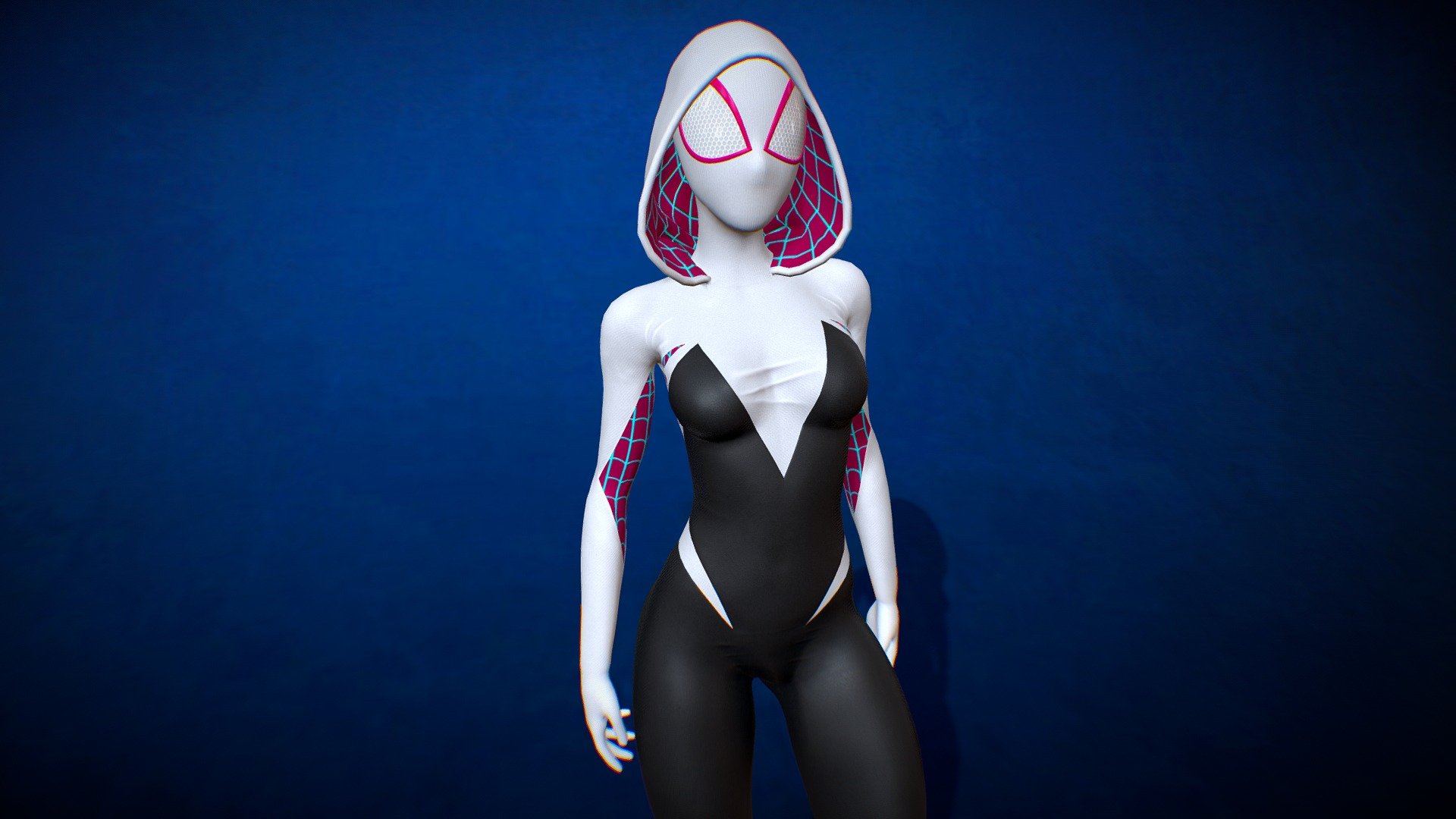 Spider-Gwen is a comic books character published by Marvel Comics.




Model was made on Maya, Zbrush, substance painter and Blender.

Inspired by Spiderman into the spider verse gwen stacy suit.

The model has a Gwen stacy spider-woman suit.

High quality texture work.

The model comes with complete 4k textures and Blender, FBX And OBJ file formats

The model has 6 materials 1 material is a glass material without any map and other materials contains 5 maps Basecolor, Roughness, Metalness, Normal and Ao

All textures and materials are included and mapped. (4k resoulutions)

No special plugin needed to open scene

The model can be rigg easily
 - Spider_Gwen - Buy Royalty Free 3D model by AFSHAN ALI (@Aliflex) 3d model