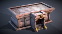Heroes of might and magic 3 (Crypt) gate, baking, tombstone, column, dust, undead, heroes, fire, crypt, web, marmoset, cobweb, substancepainter, architecture, asset, 3dsmax, texture, stone, wood, stylized, fantasy, tomb, light, gameready, environment, homm3, firepan