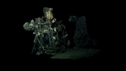 Low Poly Deep Sea Shipwreck #1 film, plants, underwater, geology, shipwreck, wreck, deepsea, coral, cgi, photogrametry, science, nature, saltwater, brine, vents, low-poly-model, underwaterarchaeology, hydrotherapy, underwater-photogrammetry, realitycapture, scan, technology, structure, ship, 3dmodel, 3dmodeling, sea, brinepools, hydrothermalvents