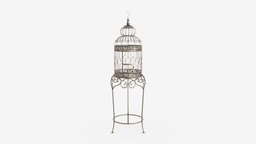 Victorian Style Bird Cage with stand victorian, empty, bird, stand, cage, vintage, hook, antique, decorative, wire, jail, escape, hang, trapped, 3d, pbr, design, decoration, concept