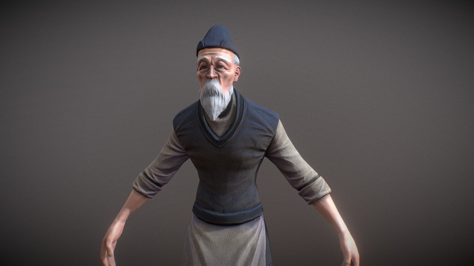This is the image of an old man in ancient China, inspired by an old game - Village head - Download Free 3D model by Hipuff (@Paofu) 3d model