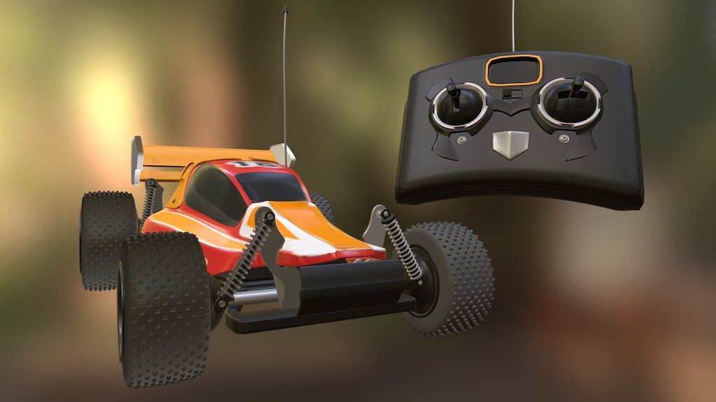 This is an RC car model that I made following a Pluralsight course - RC Car and Remote - 3D model by jakeshmearlof4 3d model