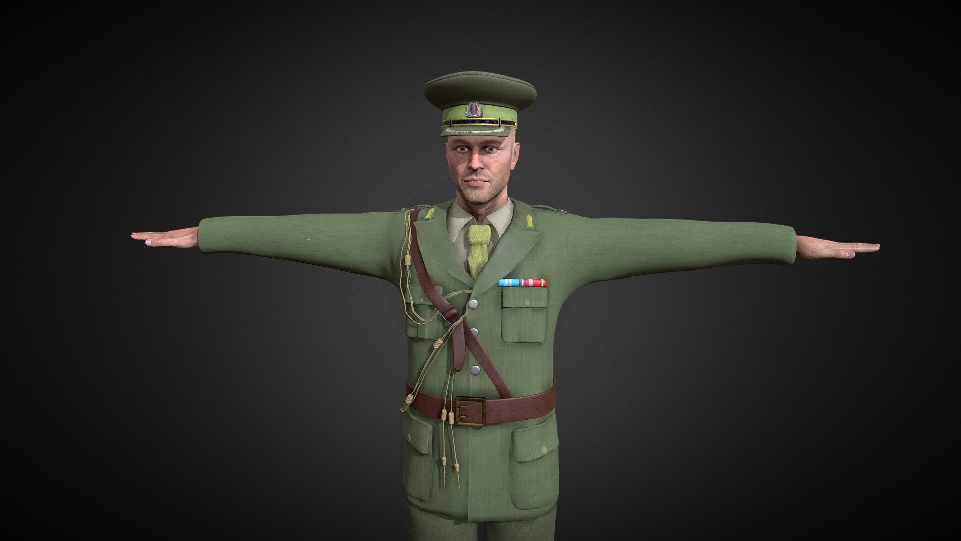 This is a roumanian ww2 general uniform made in blender and textured in substance painter. The character was exported from iclone 8 to sustain the proportion and to present the assets 3d model