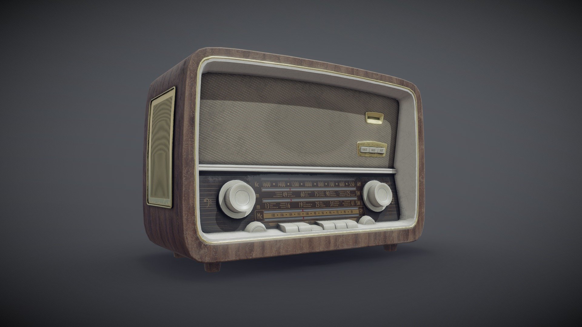 Low Poly model of and old radio 3d model