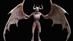 FlyingDemon1 armor, ancient, rpg, demon, unreal, mutant, claws, doom, spawn, butcher, executioner, weapon, character, unity, game, pbr, low, poly, skull, monster, rigged