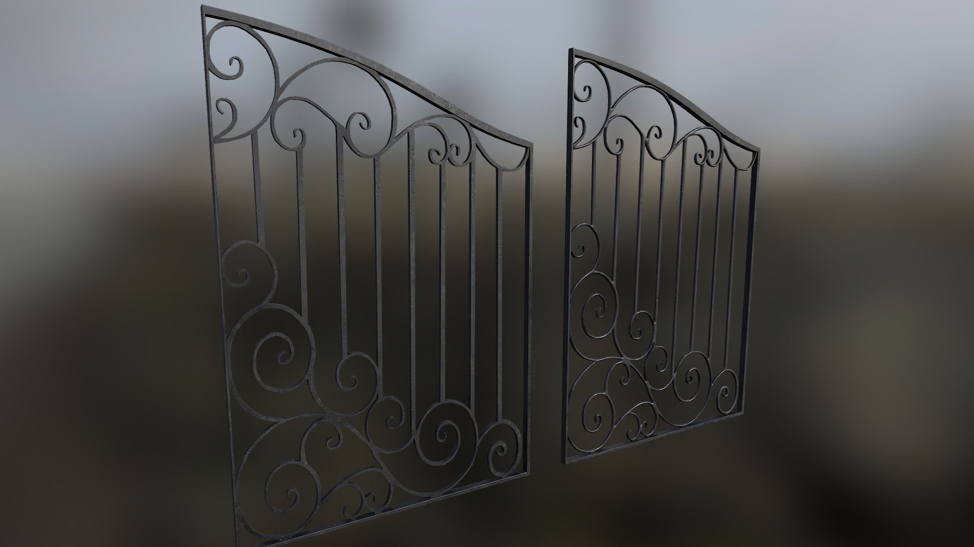 Part of the iron fence that you can use like fence by mirroring it or gate.

Low poly and high poly versions 3d model