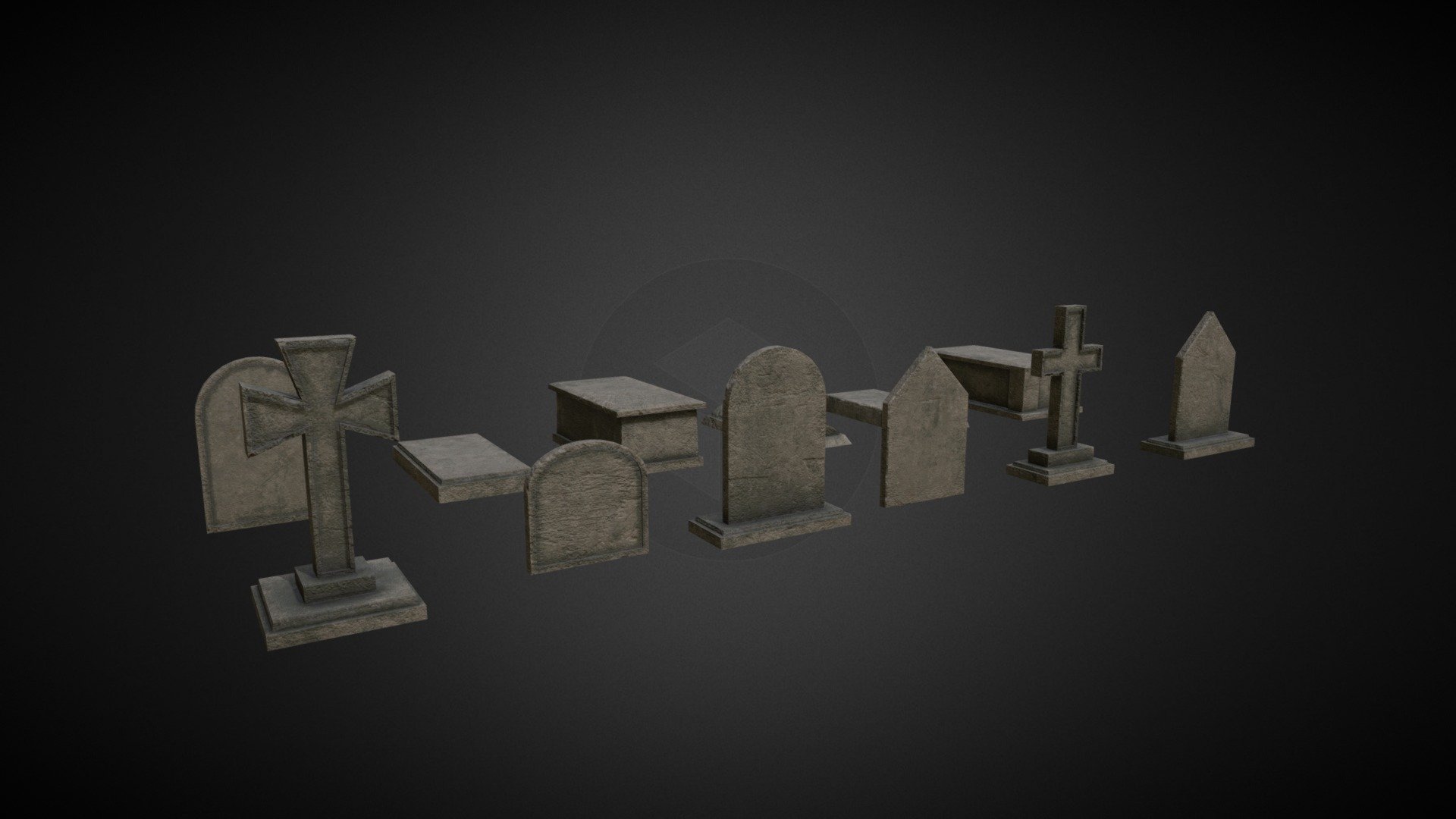 Gravestone Pack - 3D model by Jake Brown (@jakebrown) 3d model