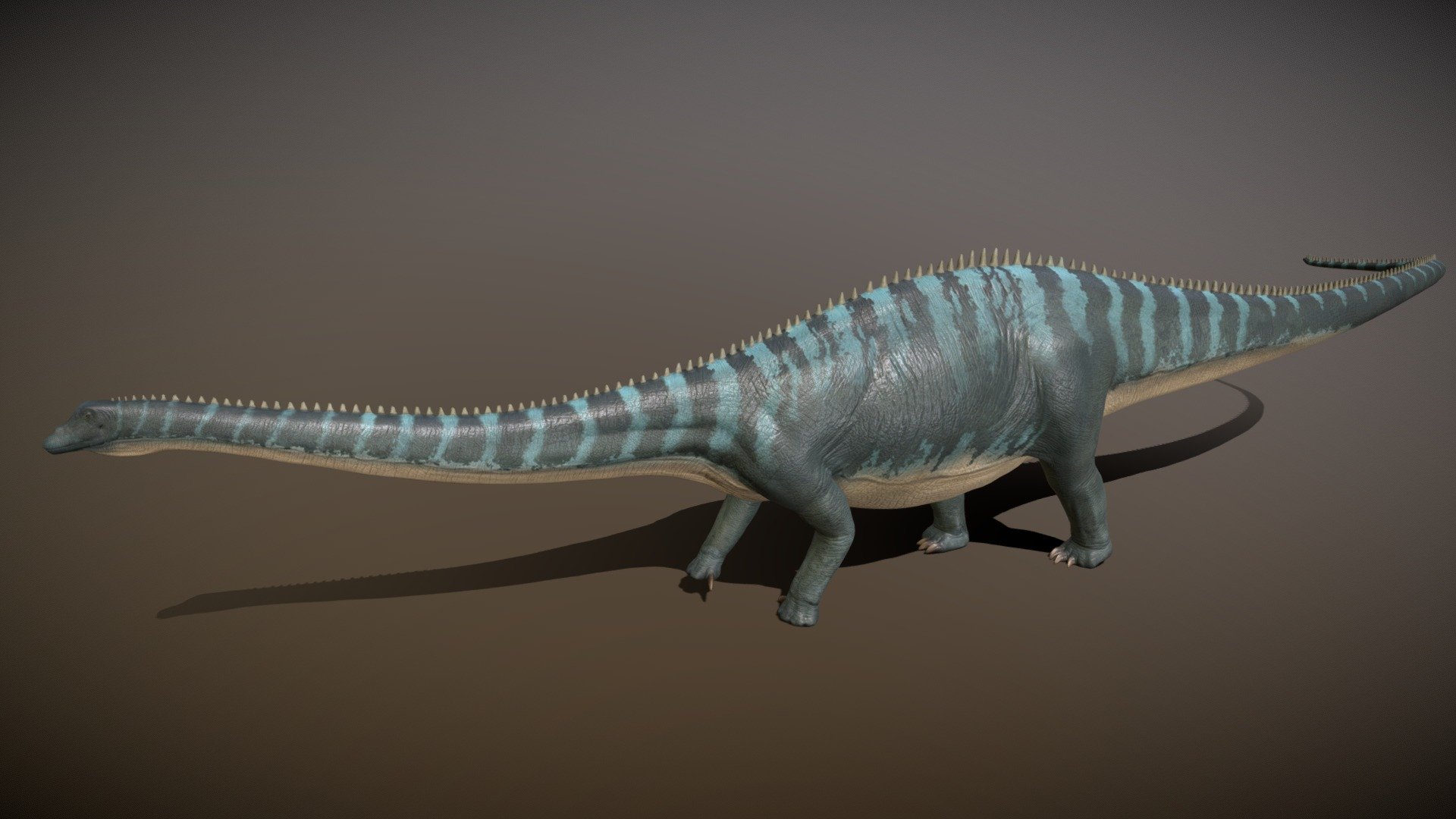 Diplodocus 
 https://www.youtube.com/watch?v=Mhh-sJ8K93U - Diplodocus - 3D model by pxltiger 3d model
