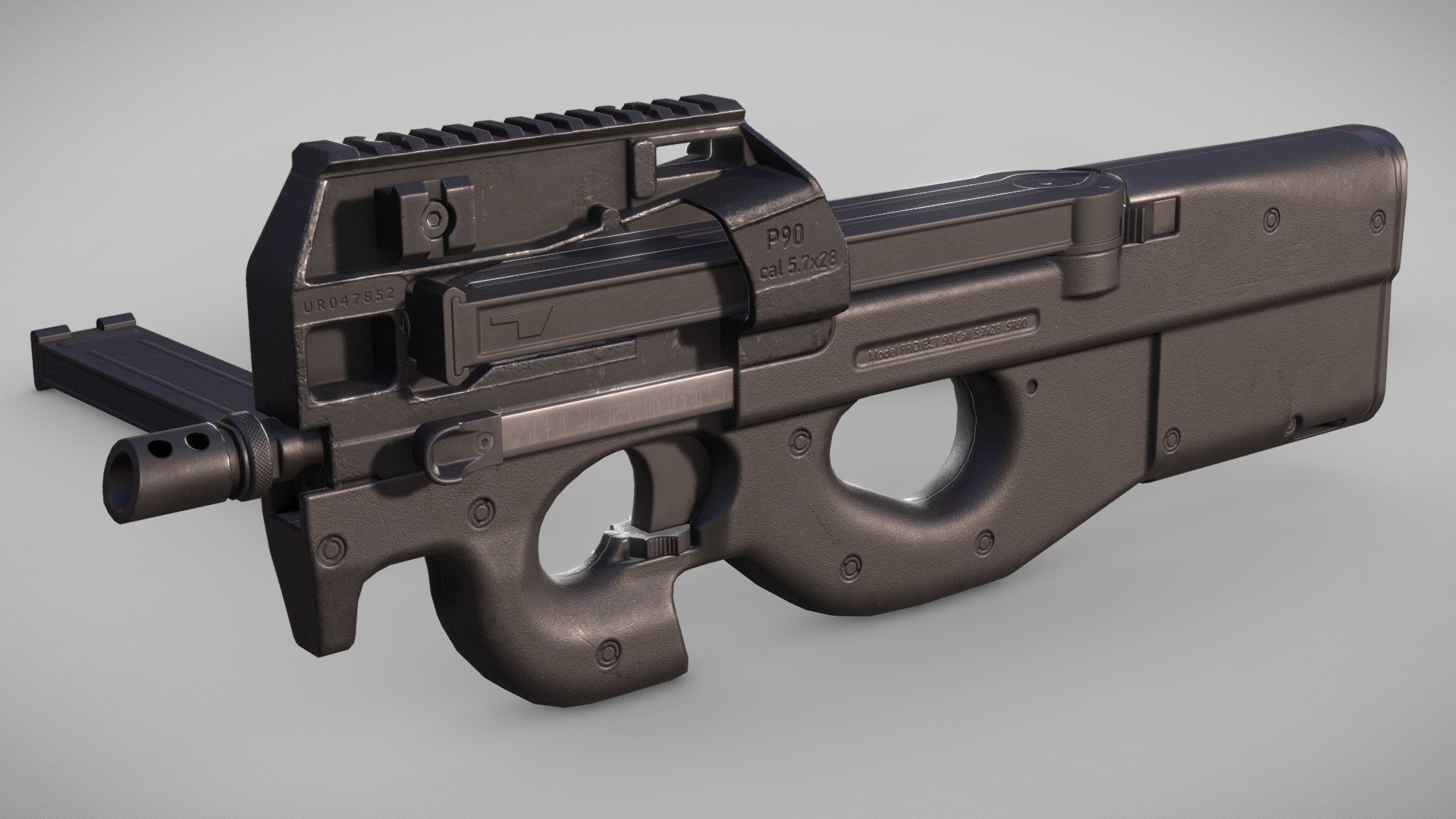 The classic P90 submachine gun (or PDW) of 5.7x28 caliber. Low-poly game-ready model 3d model