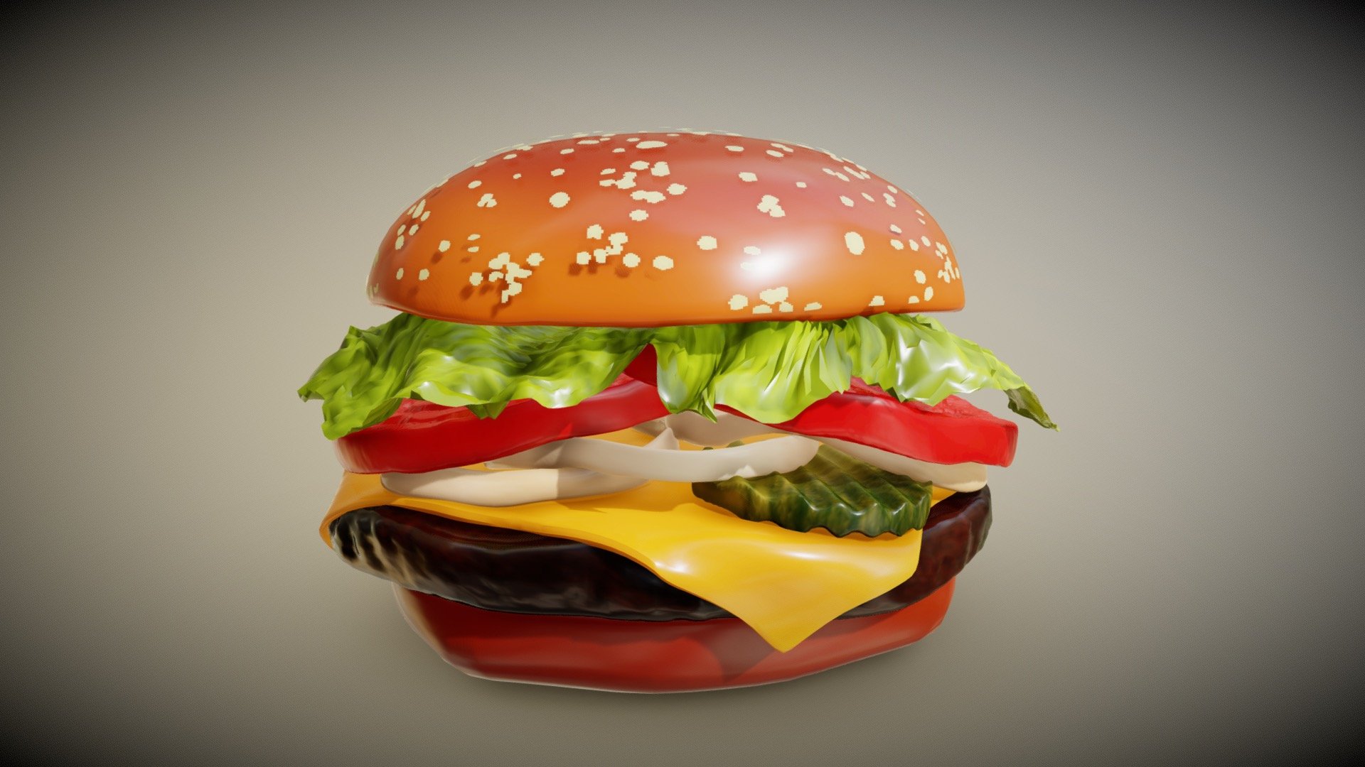 This 3D model of a hamburger is inspired by the famous Burger King Whopper, complete with all the fixings, including fresh onions. The burger patty is perfectly cooked to a juicy medium-rare, with melted cheese oozing over the sides. It's topped with fresh lettuce, ripe tomato slices, crunchy pickles, and savory onions, all nestled between two fluffy sesame seed buns.

Whether you're a 3D artist looking to add a realistic touch to a food-related project or a marketing professional in the fast-food industry, this Hamburger in the style of a Burger King Whopper 3D model is a must-have 3d model