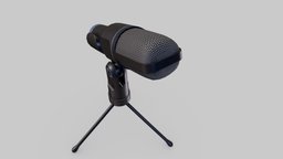 Studio Microphone Low-poly 3D model office, modern, computer, micro, white, studio, desk, electronics, collection, furniture, audio, furnishing, metal, microphone, lowpolymodel, lowpoly, low, poly, plastic, black