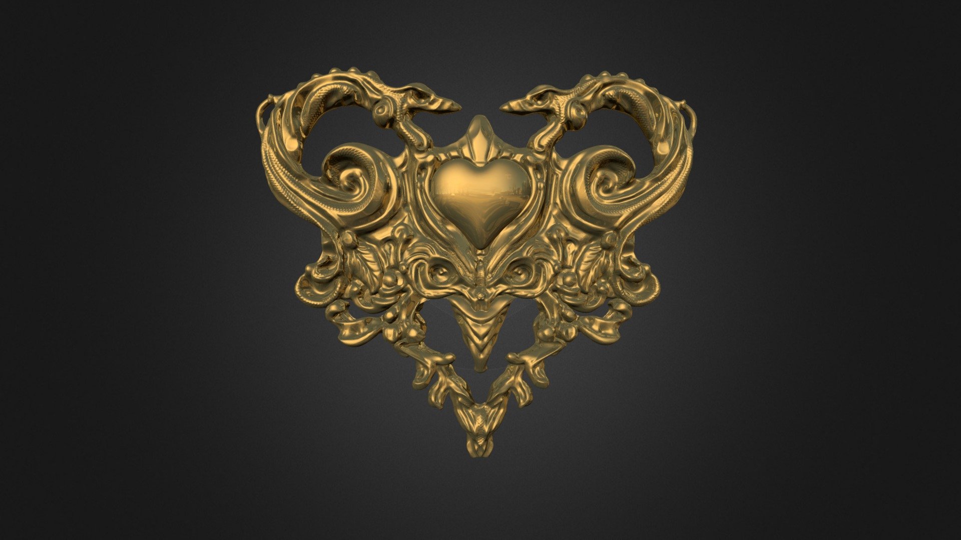 Heart pendant Beastly Tender - Heart5 2in - 3D model by rubyrieke 3d model