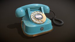 Vintage telephone vintage, retro, phone, old, telephone, game-ready, asset, pbr, lowpoly
