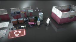 Kitchen Pack room, survival, furniture, kitchen, 3d-model, game-asset, top-down, props-assets, low-poly, pbr, lowpoly, stylized, interior, noai