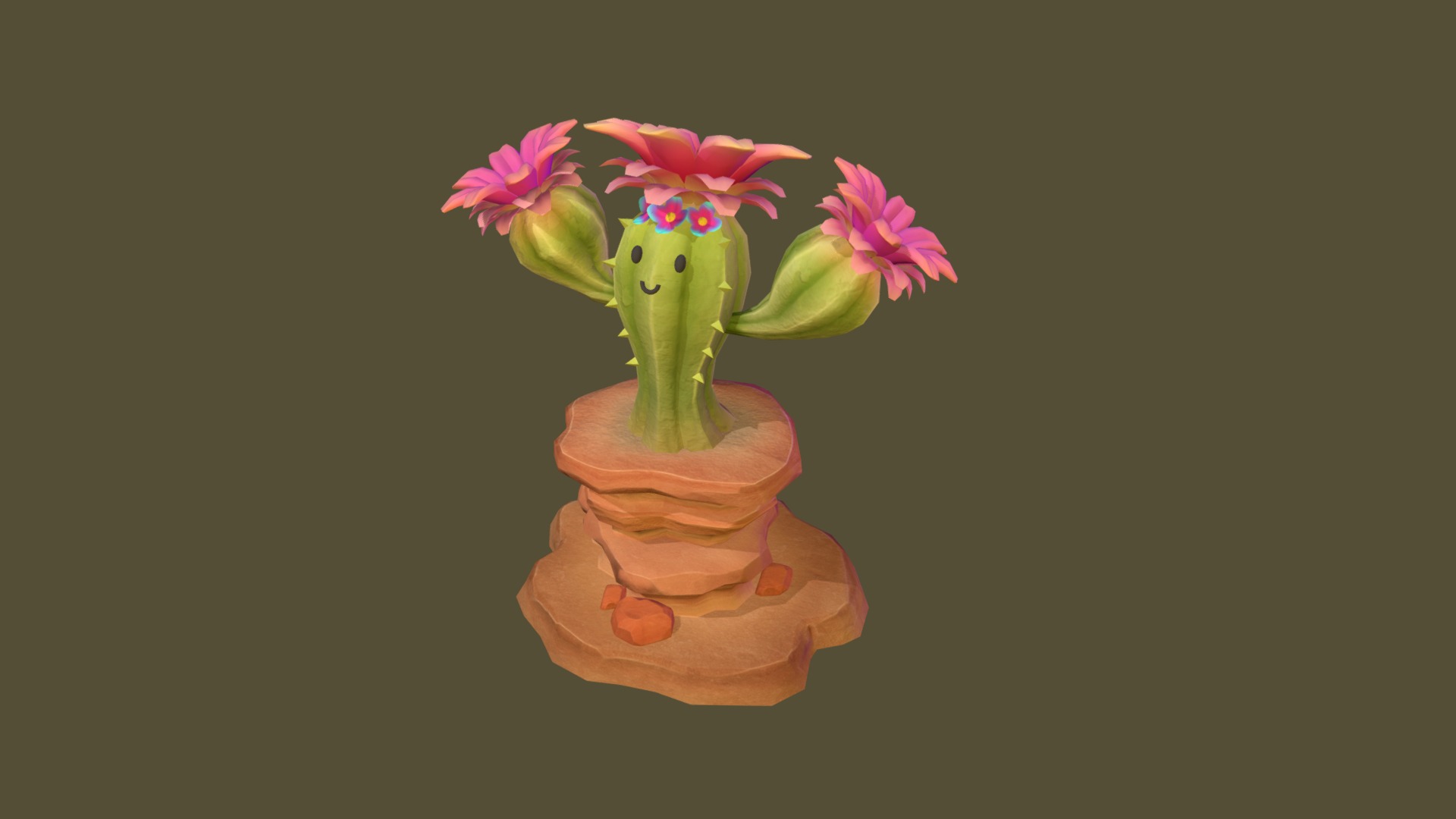 Cartoon Low Polygon Cactus - Cactus - 3D model by Sumire (@3ttsu) 3d model