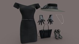 SAVE! Beverly Hills Stepmom Black Outfit short, hat, mini, leather, high, luxury, heel, fashion, off, girls, clothes, bag, skirt, wrist, dress, shoes, straps, ankle, realistic, real, beautiful, womens, elegant, shoulder, outfit, wear, gloves, pbr, low, poly, female, black