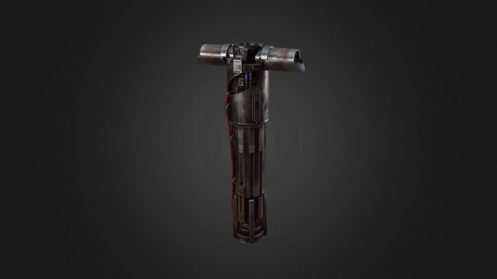 Kylo Ren's Lightsaber
Used a bunch of different Ren's lightsaber designs as a reference material, so it's not 100% accurate, but I'd say it's pretty close. You can check out the HQ render here

Software

Blender
Substance Painter

Texture size

2048px
 - Kylo Ren's Lightsaber - 3D model by Sami Tarvainen (@samitarvainen) 3d model