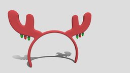 Christmas Reindeer Headband lights, red, cute, christmas, color, reindeer, kawaii, colorful, headband, 3d, 3dmodel