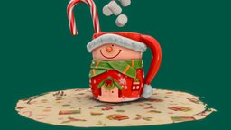 Christmas mug snowman, christmas, mug, chocolate, simulation, cocoa, marshmallow, hotchocolate, hotchocolatecup, animation