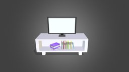 TV, TV Stand and books room, modern, tv, household, prop, books, furniture, television, movie, bookshelf, minimalist, tvstand, cartoon, book, asset, game, blender, texture, lowpoly, house, home, stylized, livingroom