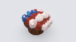 Election Day Cake flag, cupcake, chocolate, dessert, sweets, pastry, tart, politics, election, memorialday, 3dfood, agisoft, usa