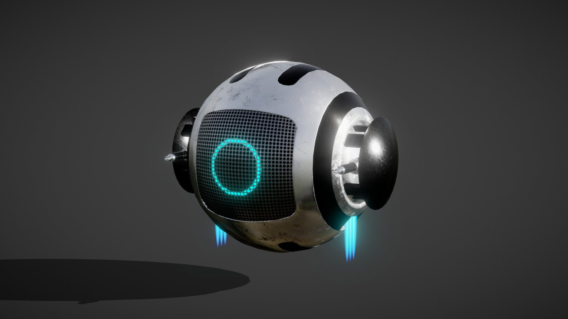 S-Bot Sphere Robot is a machin that can be used in many use cases.
In this verson allows it to pull out 2 machin gun each on 1 side, which can rotate individually, and aim at different targets.
Its face screen can be used to show different expression of robot

Its a Game ready, Low-poly model 3d model
