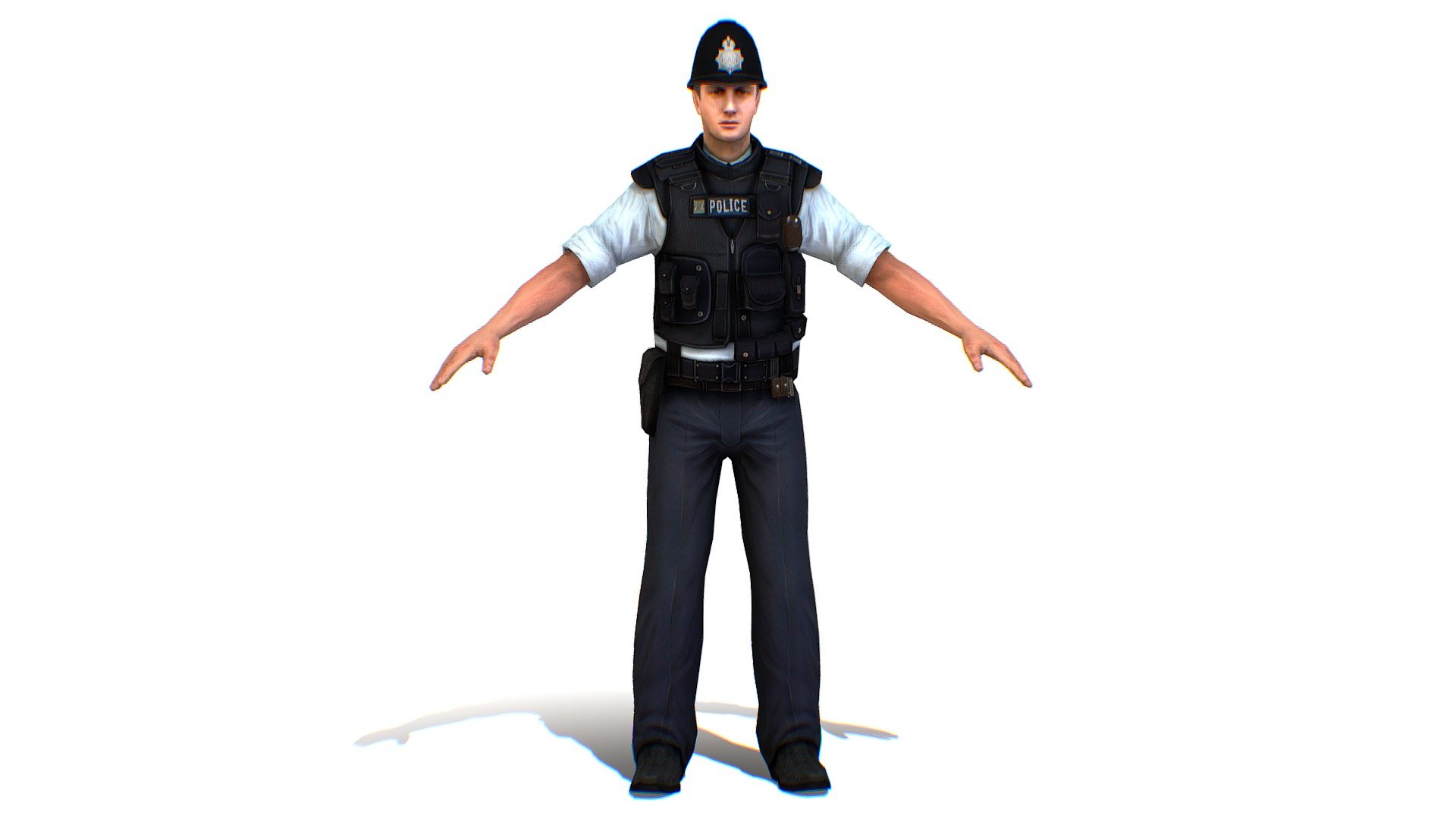 low poly 3d model. London Man Police Officer Gendarme - Maya, 3DsMax, OBJ, FBX file included. 2x textures color/normal/specular - London Man Police Officer Gendarme - Buy Royalty Free 3D model by Oleg Shuldiakov (@olegshuldiakov) 3d model