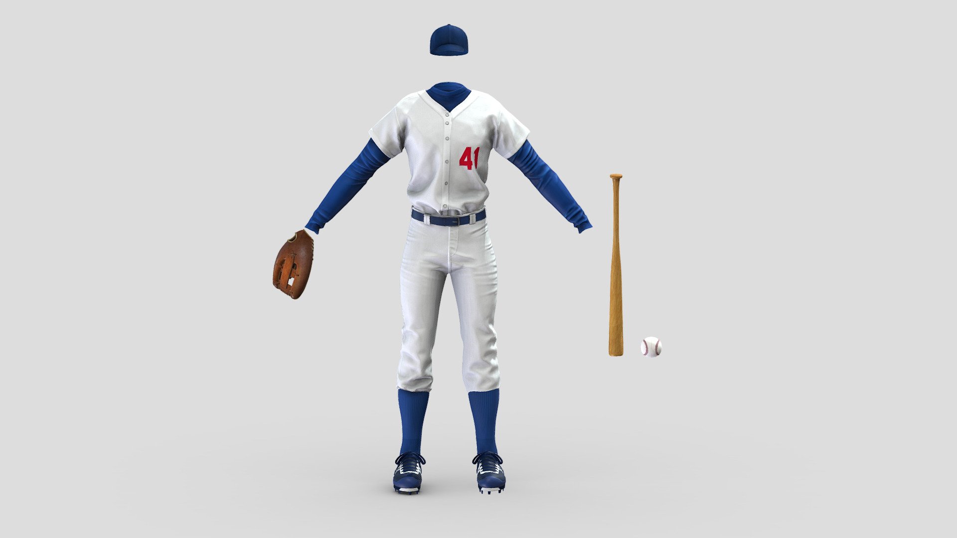 Hat, Uniform, Ball, Bat, Shoes, Gloves are separate objects (can be used separately)

Can fit to any character, ready for games

Quads, clean topology

No overlapping unwrapped UVs

High quality realistic textues : baked albedo, specular, normals, ao

FBX, OBJ, gITF, USDZ (request other formats)

PBR or Classic

Please ask for any other questions

Type     user:3dia &ldquo;search term