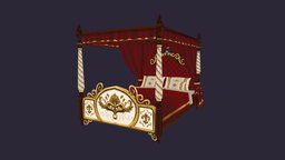 Royal Bed bed, handpainted, asset, game, lowpoly, low, royal