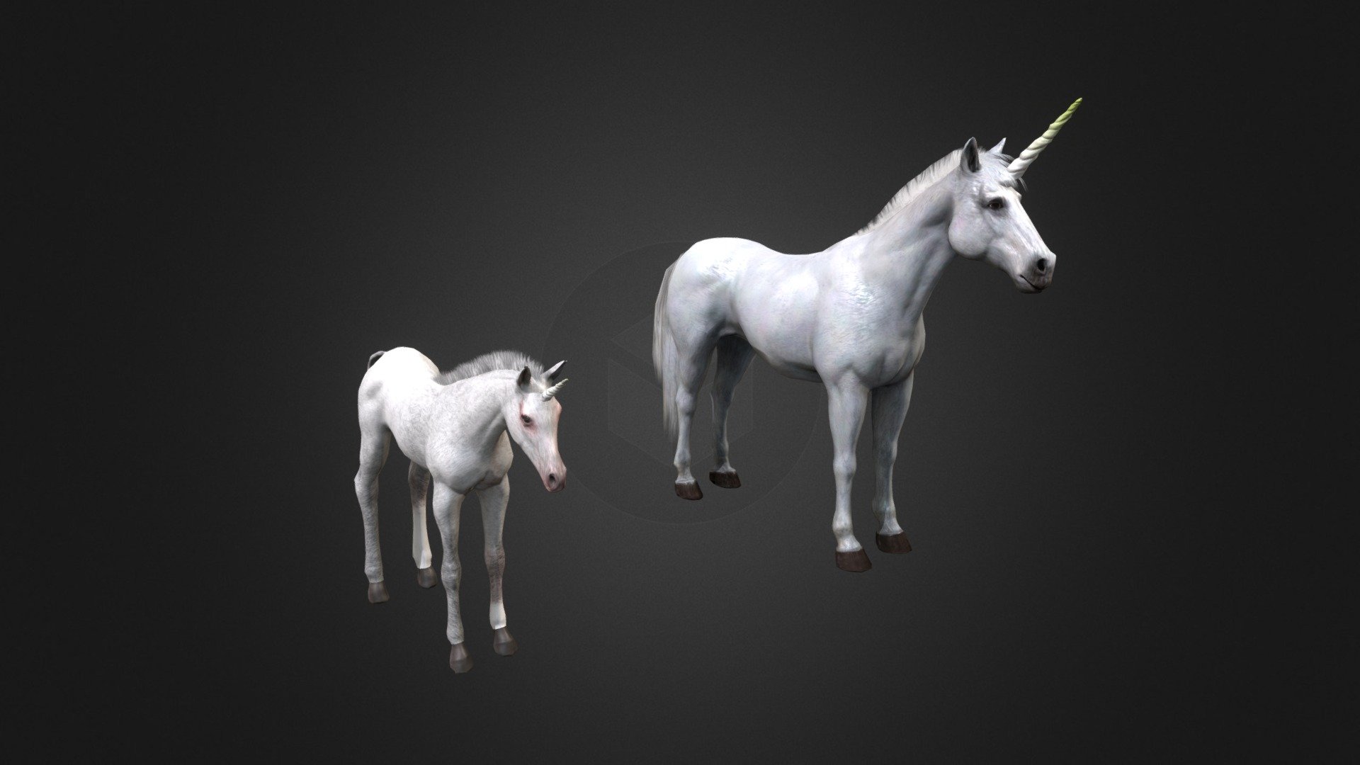 White Unicorn with Foal - 3D model by Portalarium 3d model