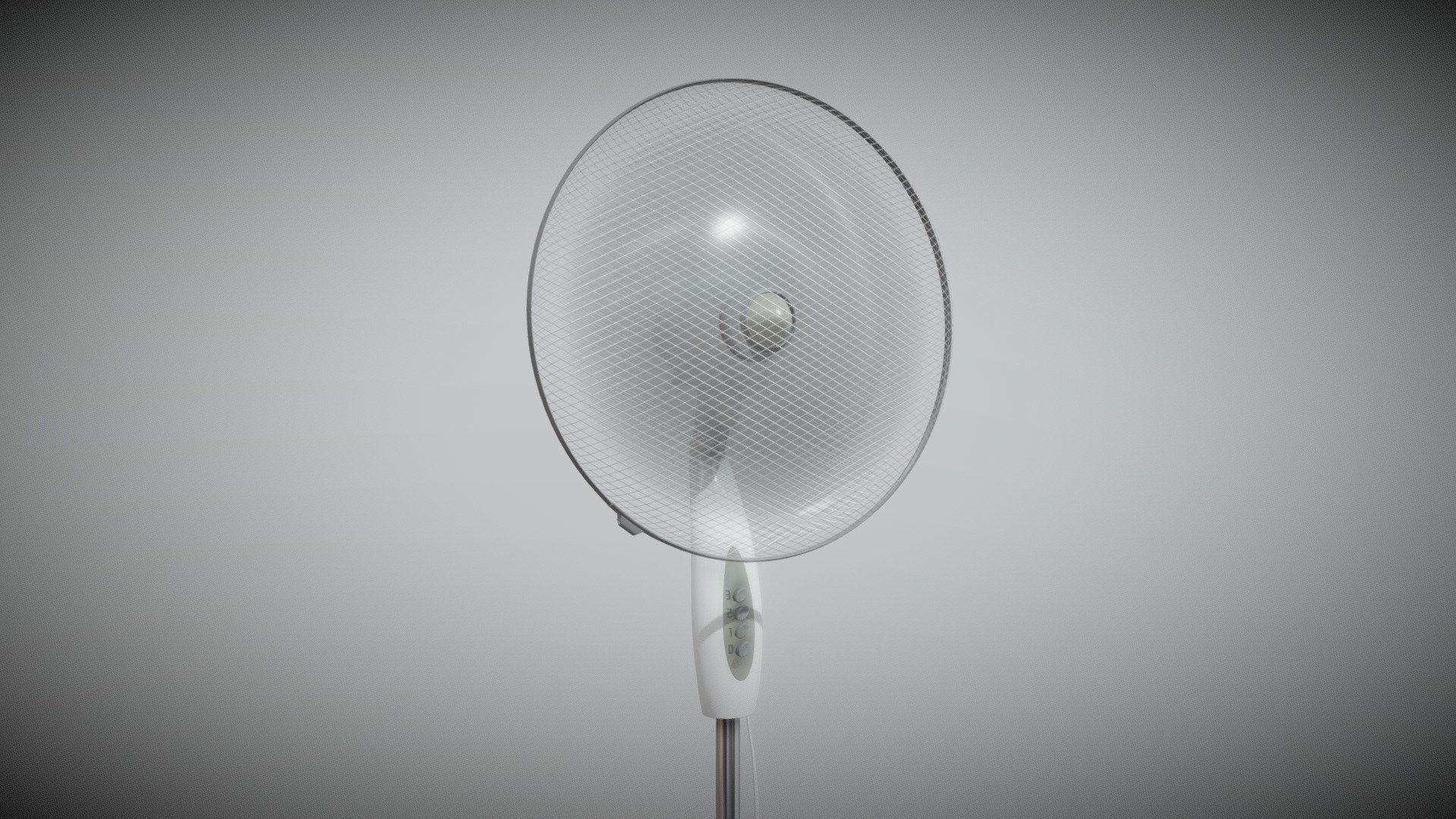 I modeled this interior fan in order to enrich my gallery with a work in high-poly and to play with real-time motion blur.

It's inspired by a real model I have in my home but, obviously, without the camera !

The idea of adding this &ldquo;option