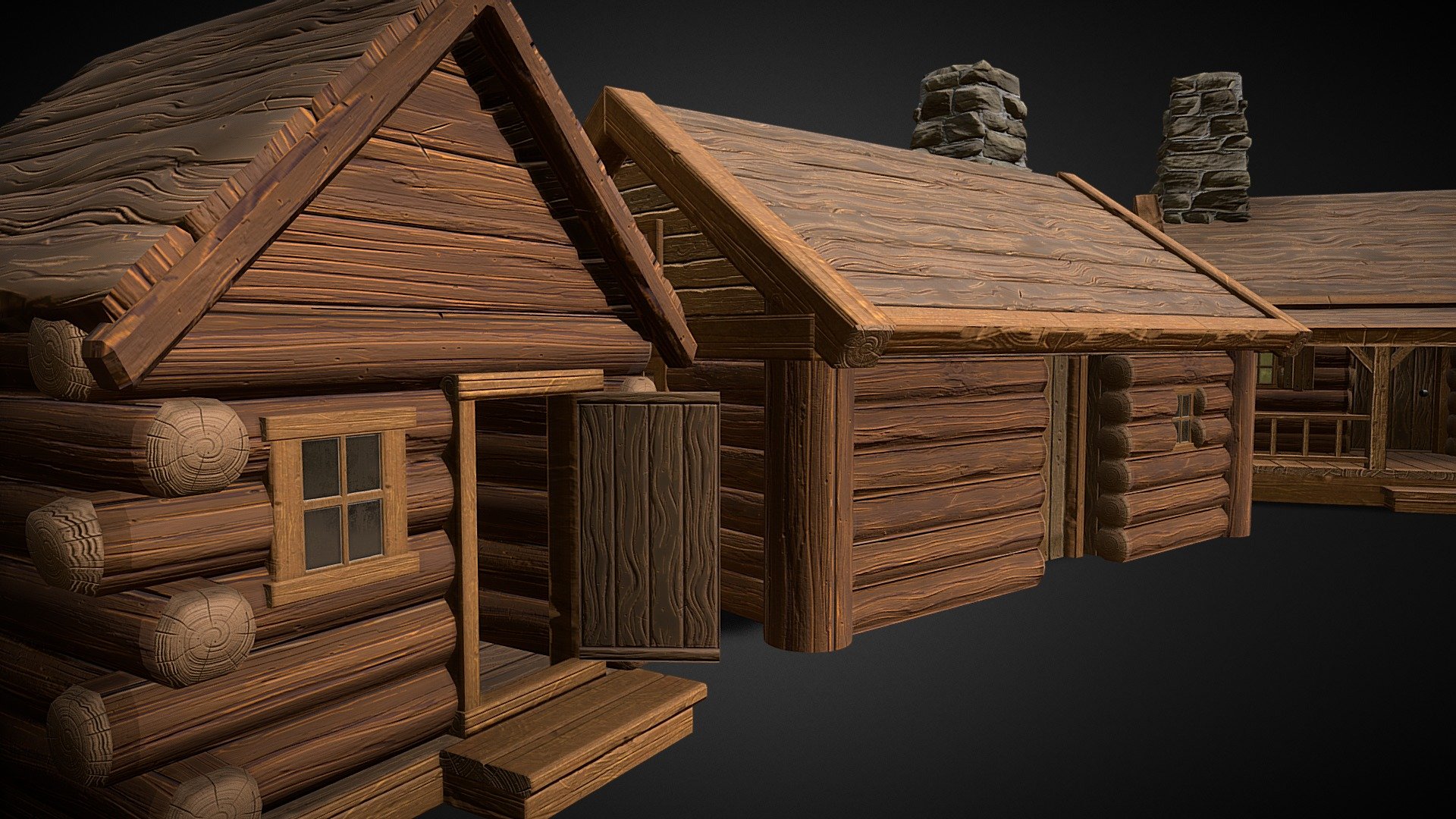 Low Poly optimized log cabins for open world games, forest scenes and more - Stylized Log Cabin Game Models [UPDATED] - Buy Royalty Free 3D model by CleanCraft3D (@CleanCraft_3D) 3d model
