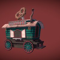 Animated Pretzel Stand circus, mudbox, carnival, unity, game, photoshop, 3dsmax, lowpoly, low