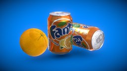 A can of Fanta orange, can, dose, softdrink, fanta, softdrinkcan