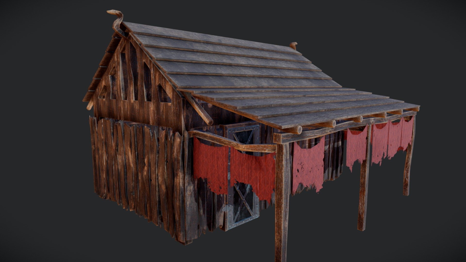 Wooden shelter 3d model