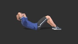 Abdominal Crunch body, hard, play, self, exercise, training, website, application, gymnastic, character, game, 3d, lowpoly, model, mobile, man, animation, human, sport, mussle