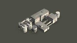 Lowpoly Silos and Factory Buildings