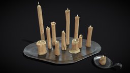 Plated Melted Candles scene, lamp, wax, plate, other, set, viking, medieval, holder, flame, display, candle, rustic, general, candles, decor, fire, tableware, houseware, drip, dripping, lighting, design, interior, light, wall, ligts