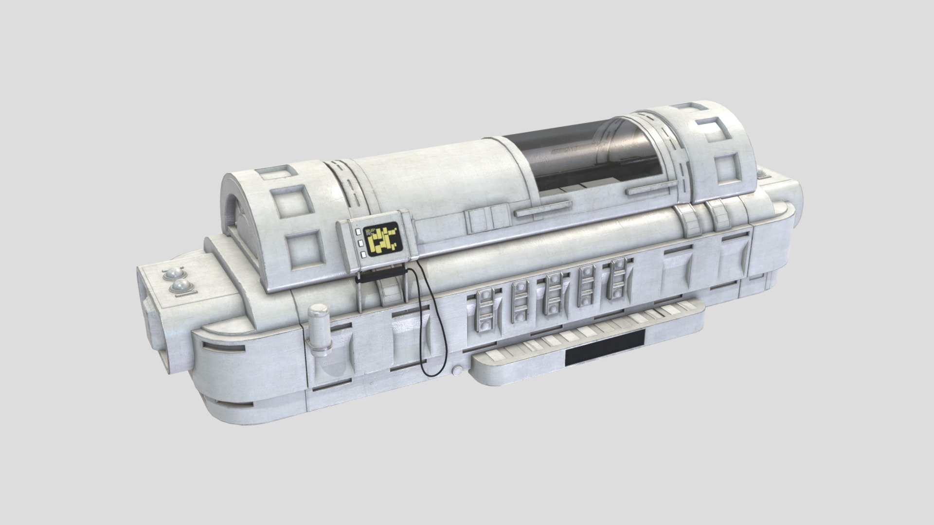 Buy this asset:
https://artstn.co/m/Jrg8g

Model by Kim Murzin from Digital Shipyard team

A portable format of the bacta tank was also available, called the bacta pod. On Tatooine, Boba Fett bathed in his bacta tank at many points in time. He used it to heal his burned scars. After the battle for Mos Espa Fett's bacta tank was used on Cobb Vanth, after he was shot by Cad Bane, while a cyborg modifier was taking care of him.

Model with 4k textures, created in Substance Painter - Boba Fett Bacta Tank - Star Wars - 3D model by DigitalShipyard 3d model