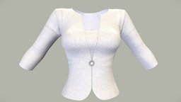 Female Elegant Suit Jacket short, suit, white, front, fashion, girls, jacket, clothes, closed, business, realistic, real, beautiful, womens, elegant, beige, wear, formal, buttoned, blazer, pbr, female