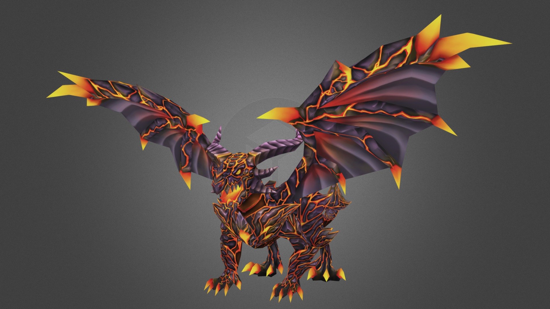 lava dragon for a mobile game asset. using 3dmax and hand painted in photoshop 3d model