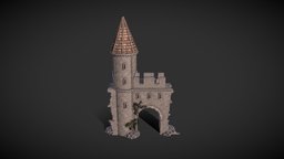 Old gate tower, gate, castle, ruins, medieval, town, asset, game