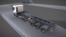 Truck 2-Axis truck, drive, trailer, heavy, transport, highway, shipping, chassis, lkw, semi-trailer, 3dhaupt, low-poly, animation, large-truck